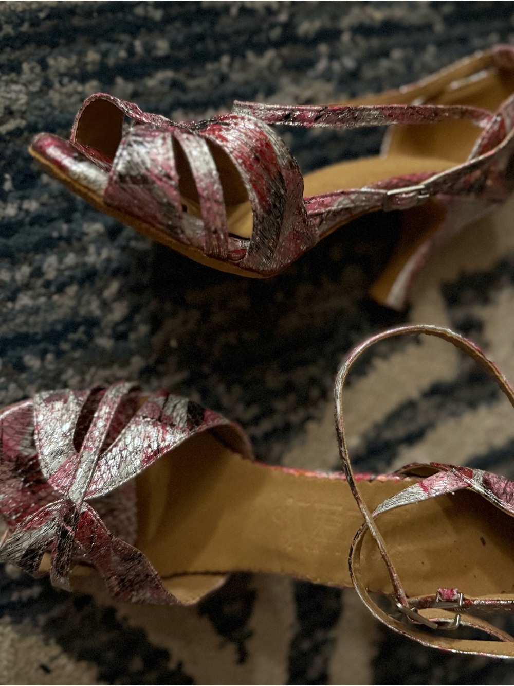 Metallic Pink Strappy Women's Heel dancing shoes